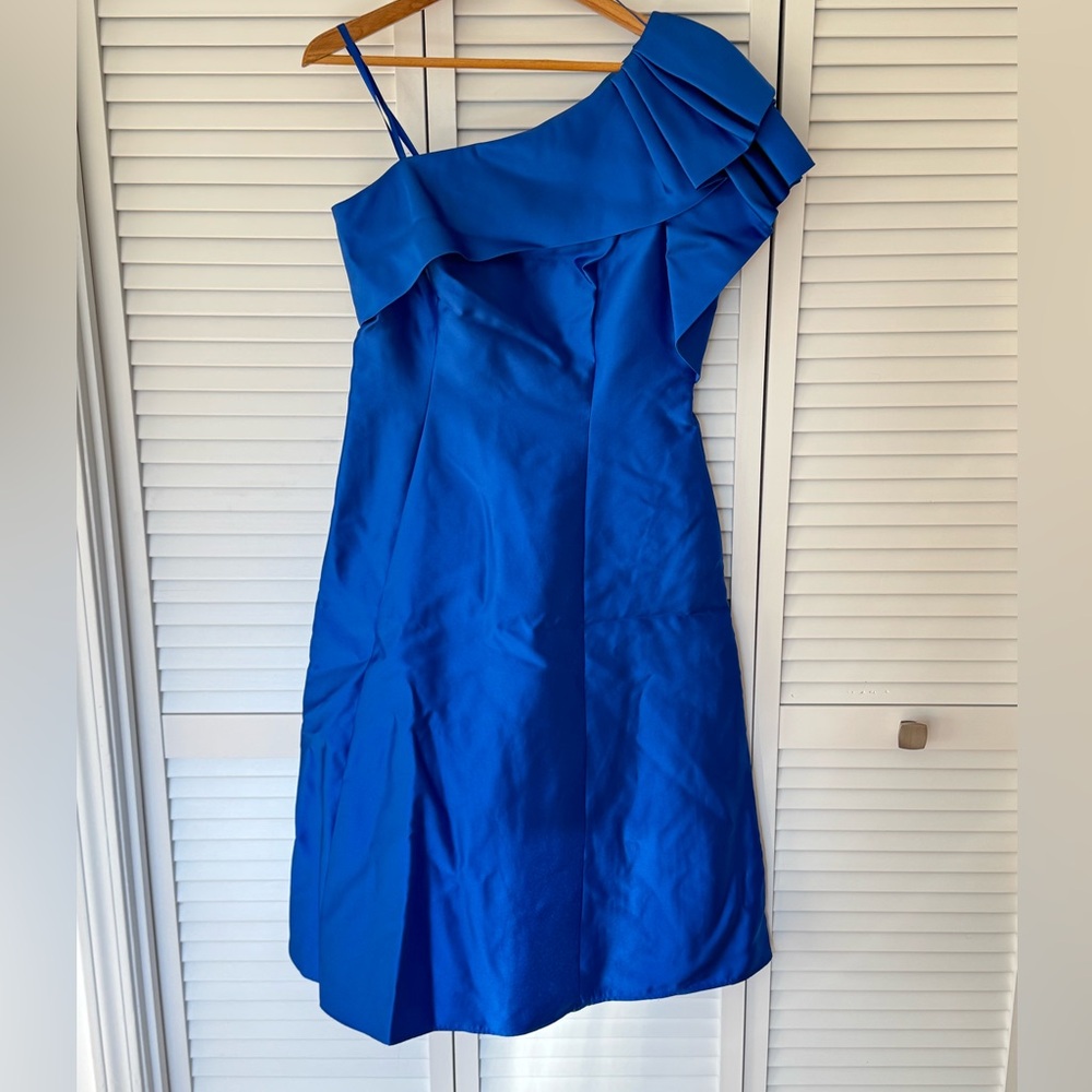 Adrianna Papell Vibrant Blue One-Shoulder Dress NWT Size 10